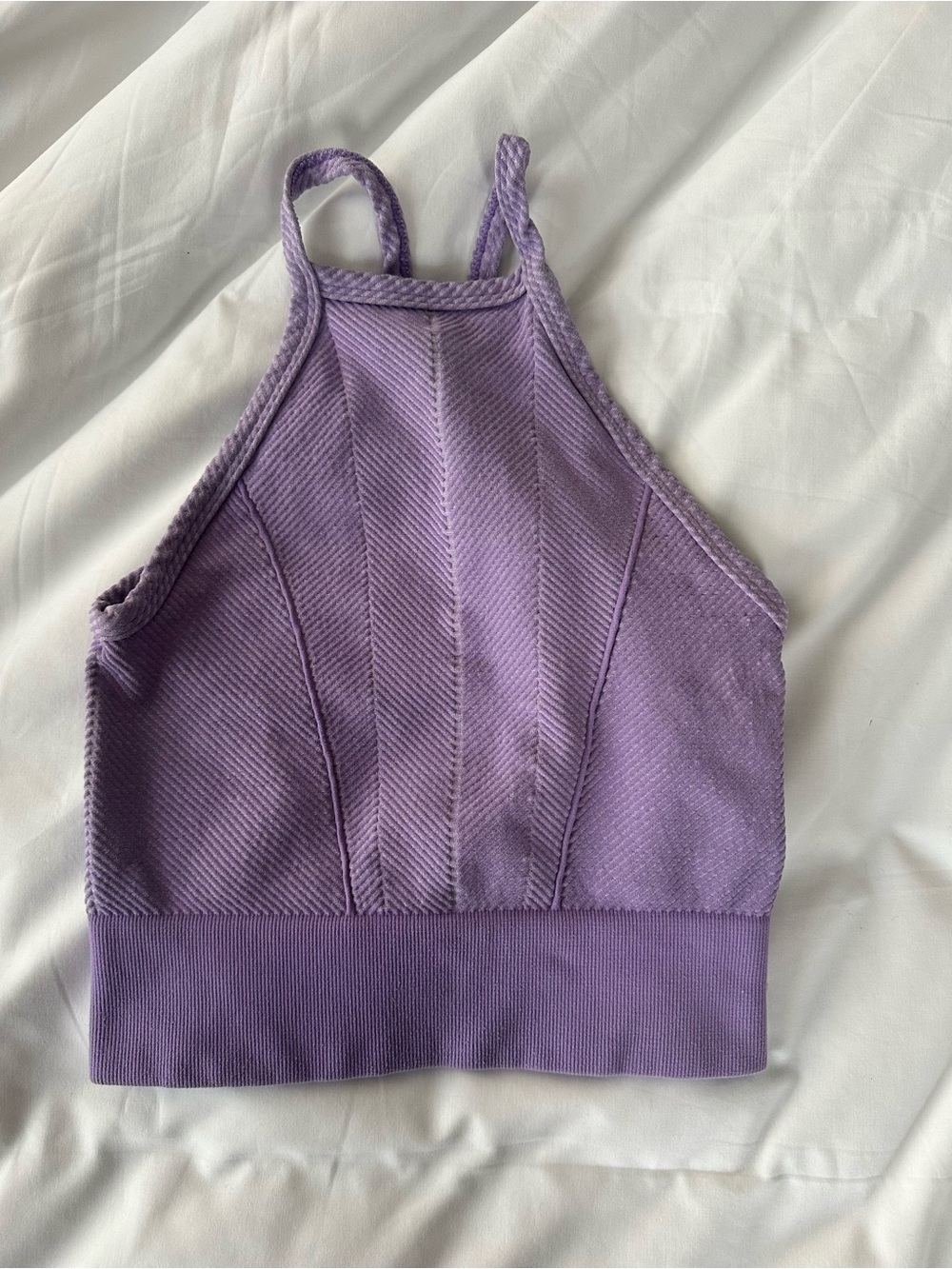 FP Movement by Free People Lavender Ribbed High-Neck Crop Top